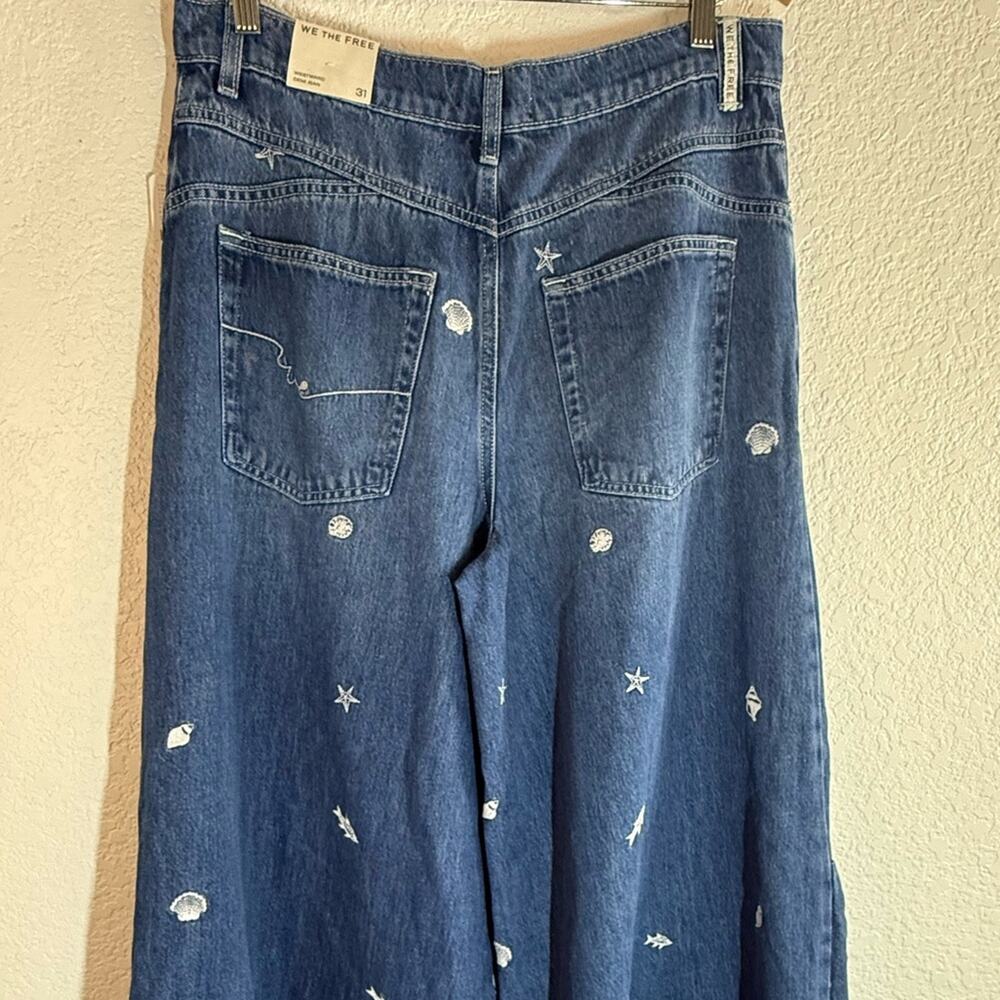 NWT Free People Westward Demi Jean Under the Sea Wide Leg Barrel Sz 31 Boho - Picture 5 of 9